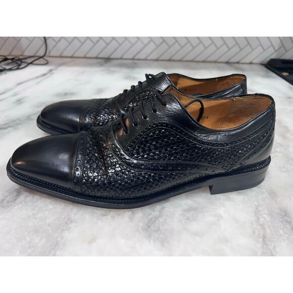 Mezlan Dubai Black Woven Cap Toe Oxford Dress Shoes Men’s Size 8M Made in Spain main image 12
